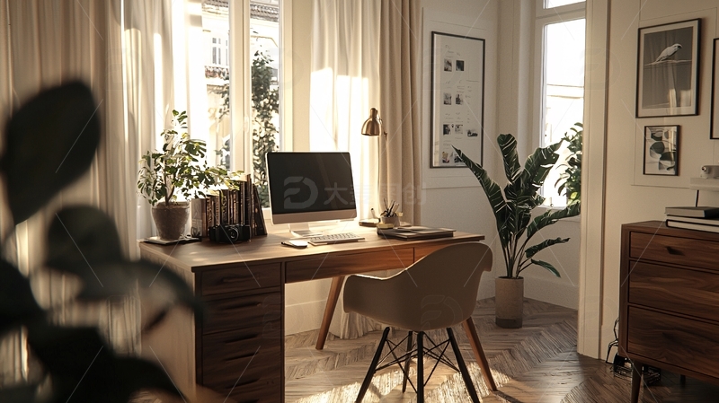 高清大图下载【趣麦麦图】温暖舒适的家居办公空间