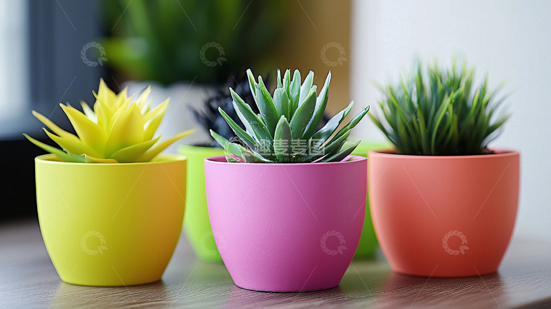 高清大图下载【趣麦麦图】彩色小盆栽