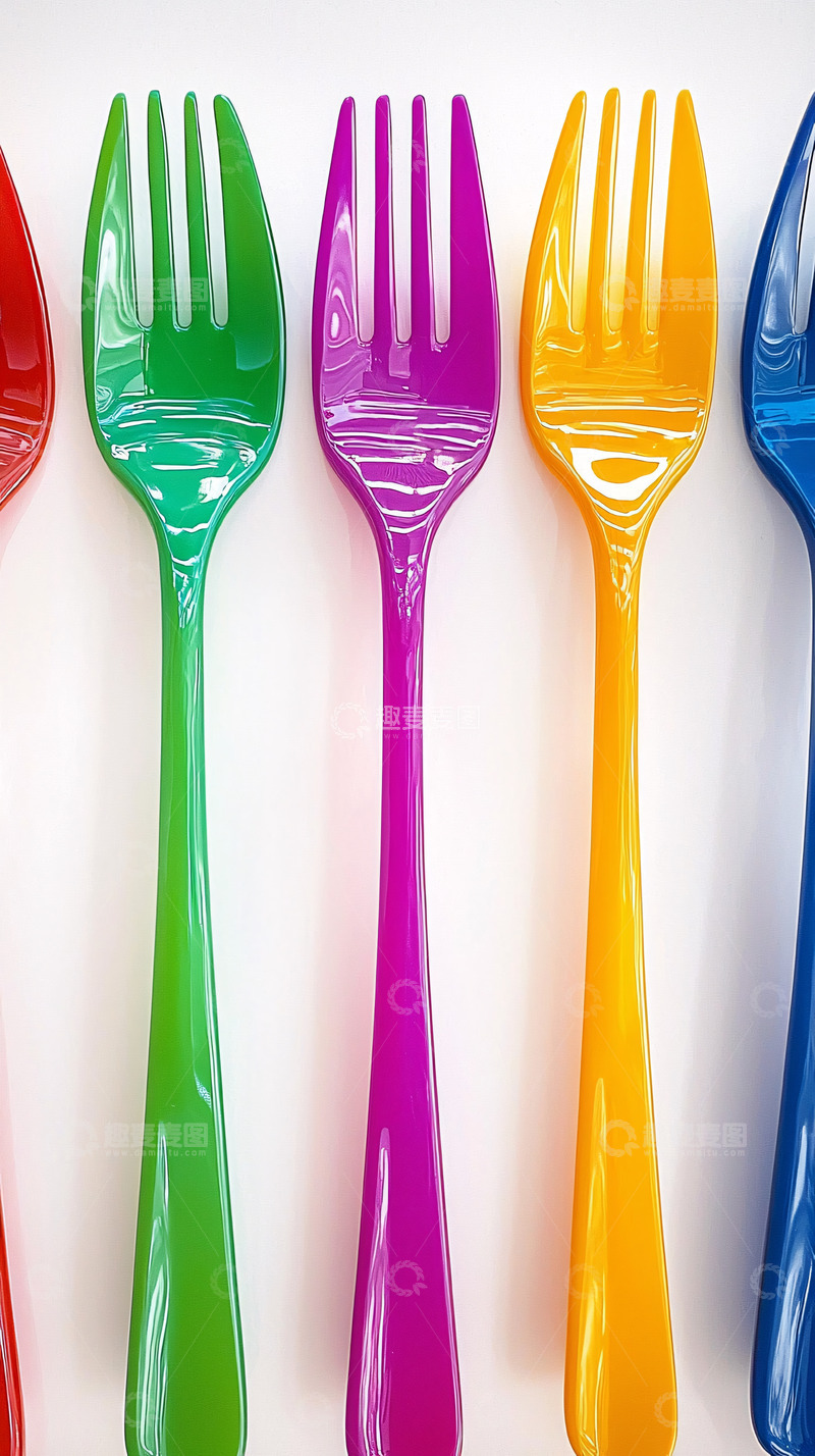 高清大图下载【趣麦麦图】彩色塑料叉子
