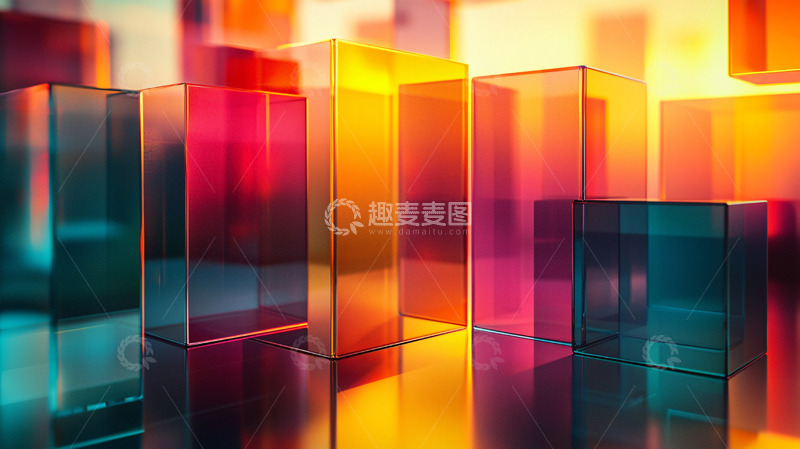 高清大图下载【趣麦麦图】彩色透明方块