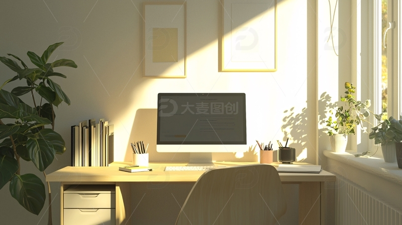 高清大图下载【趣麦麦图】阳光洒满的温馨办公桌