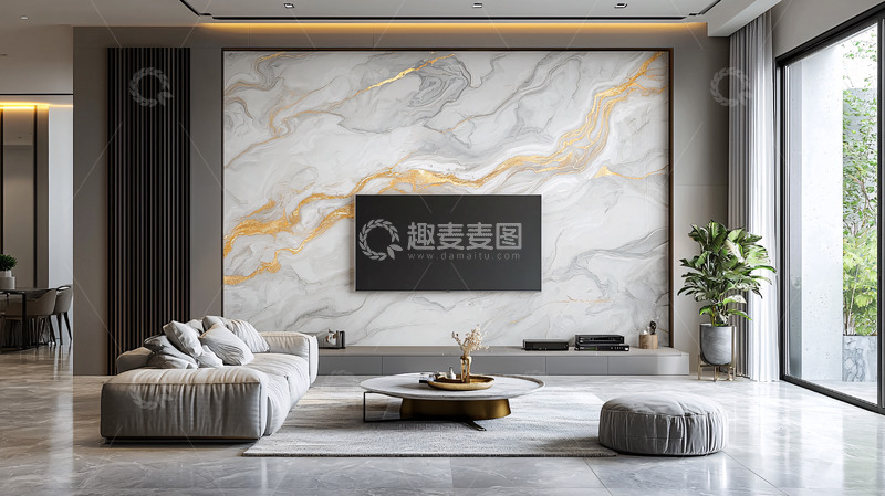 高清大图下载【趣麦麦图】现代轻奢客厅电视背景墙
