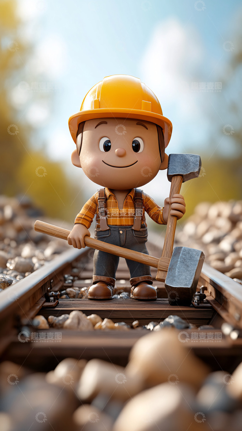 高清大图下载【趣麦麦图】卡通小工人
