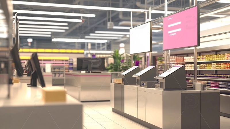高清大图下载【趣麦麦图】现代化超市收银台