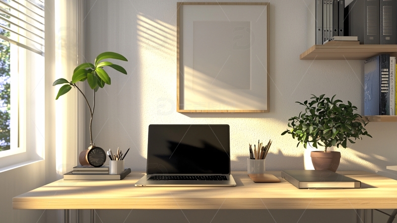 高清大图下载【趣麦麦图】阳光洒在木质书桌上