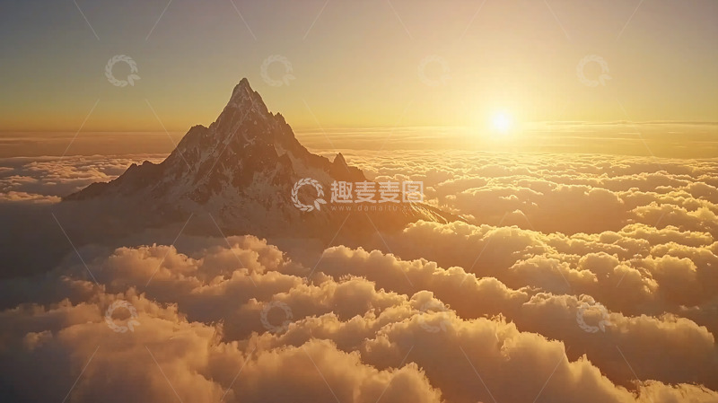 高清大图下载【趣麦麦图】日出云海雪山峰顶