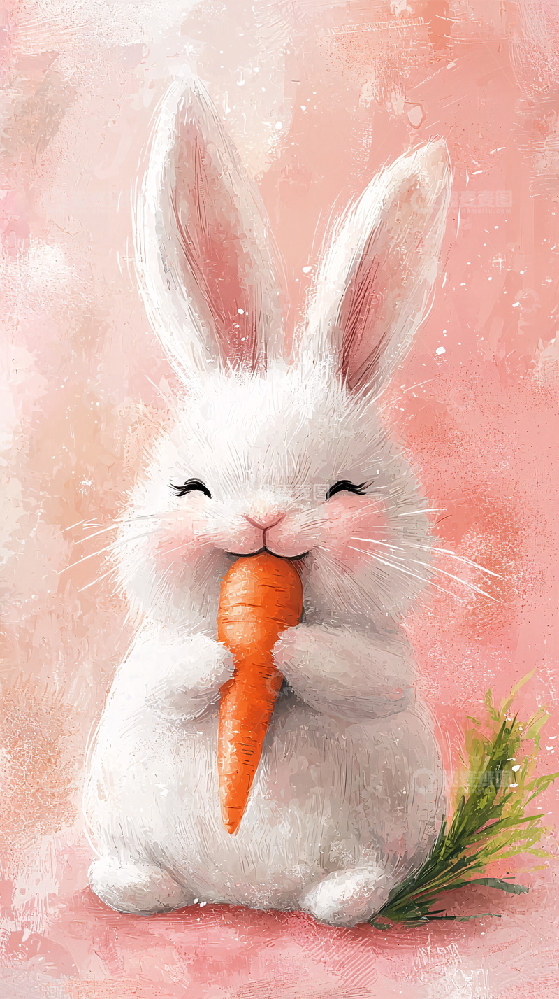 高清大图下载【趣麦麦图】可爱兔子抱着胡萝卜