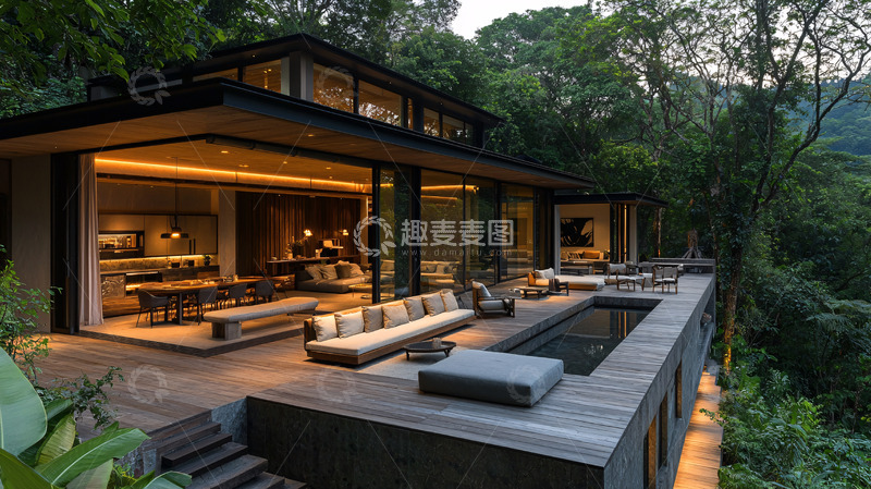 高清大图下载【趣麦麦图】山林别墅夜景