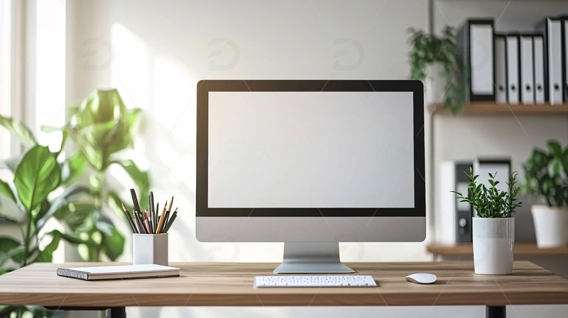 高清大图下载【趣麦麦图】极简风格办公桌电脑