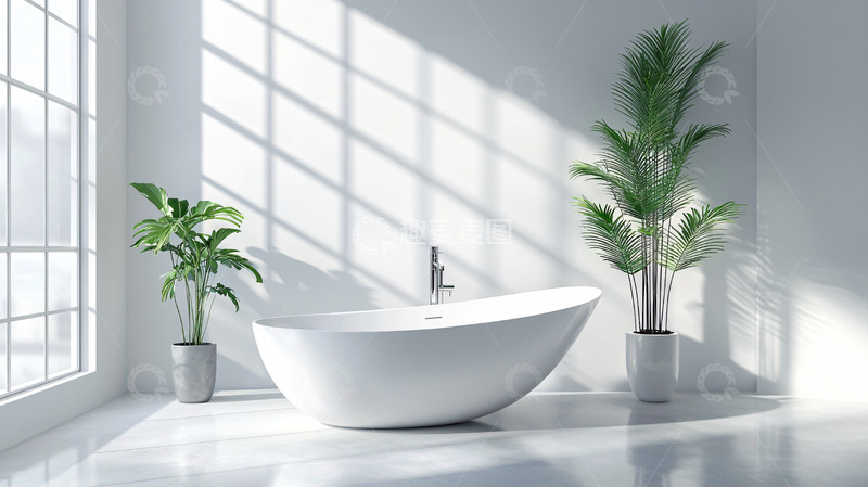 高清大图下载【趣麦麦图】极简风格白色浴缸
