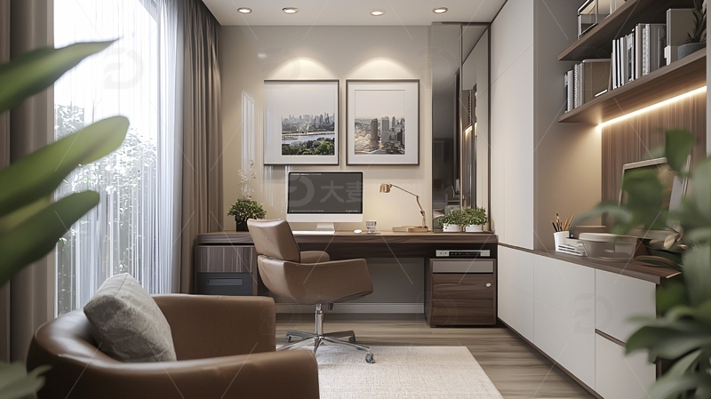 高清大图下载【趣麦麦图】现代简约书房设计