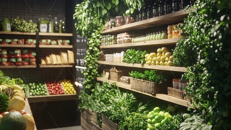 高清大图下载【趣麦麦图】木质货架上的新鲜蔬果