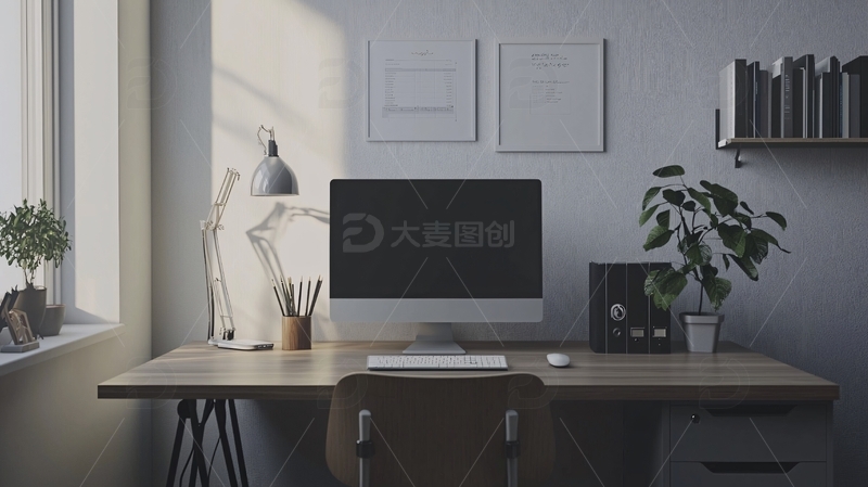 高清大图下载【趣麦麦图】极简风格电脑办公桌