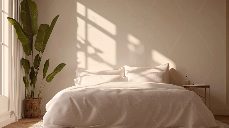 高清大图下载【趣麦麦图】极简卧室阳光洒进房间