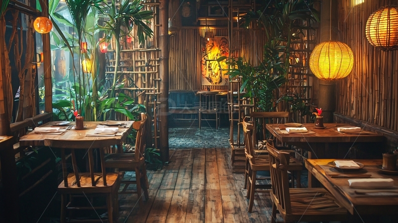 高清大图下载【趣麦麦图】东南亚风格餐厅室内