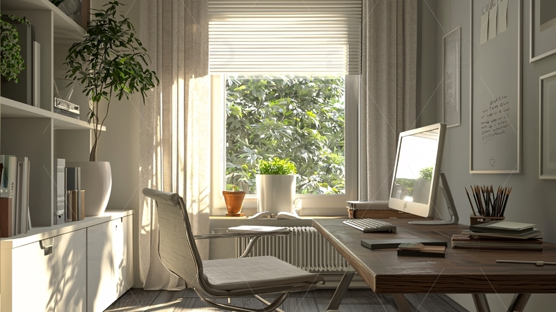 高清大图下载【趣麦麦图】阳光洒进的明亮书房