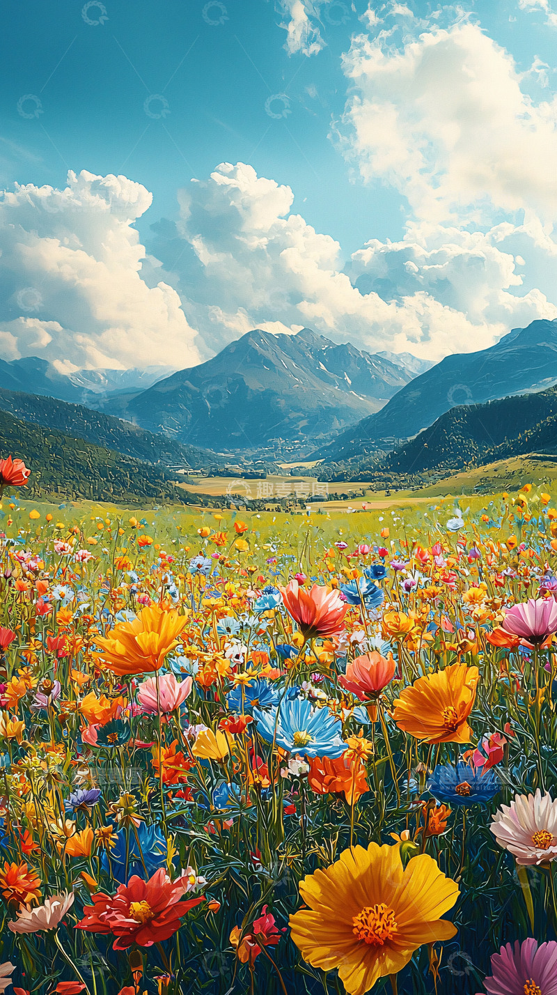 高清大图下载【趣麦麦图】山谷鲜花盛开