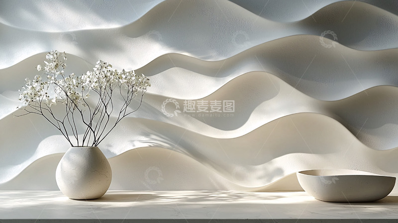 高清大图下载【趣麦麦图】极简主义白瓷花器摆设