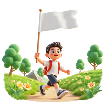 3D卡通男孩户外郊游度假素材