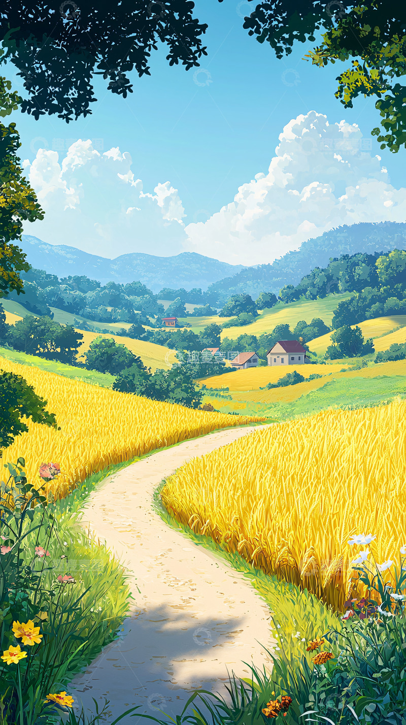 高清大图下载【趣麦麦图】田园风光小路延伸