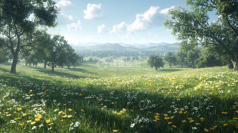 高清大图下载【趣麦麦图】阳光明媚的绿色田园