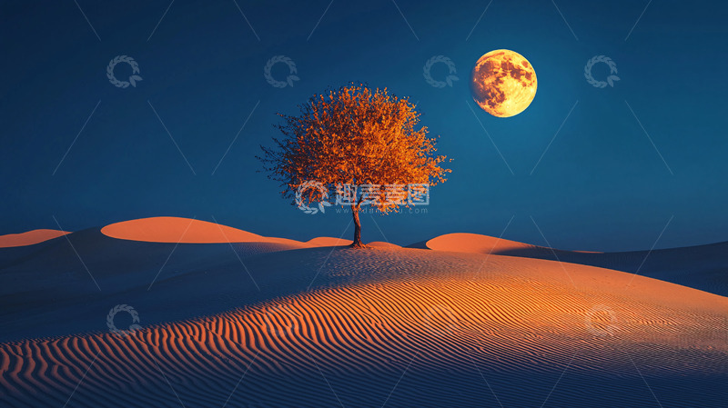 高清大图下载【趣麦麦图】沙漠孤树