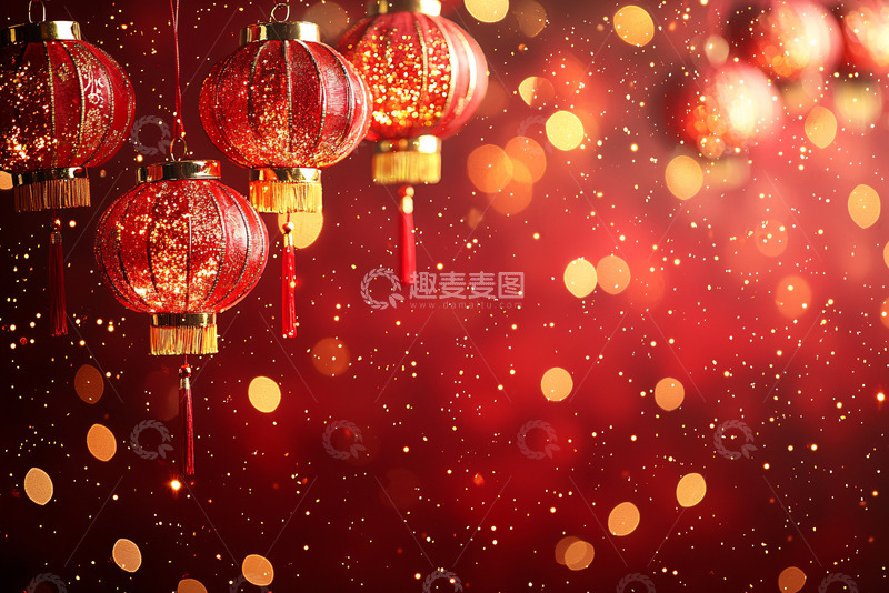 高清大图下载【趣麦麦图】红灯笼喜庆新年背景图