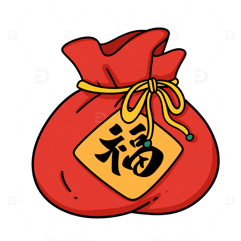红色福袋海报设计元素