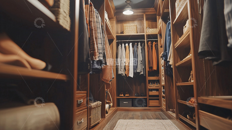 高清大图下载【趣麦麦图】原木衣帽间