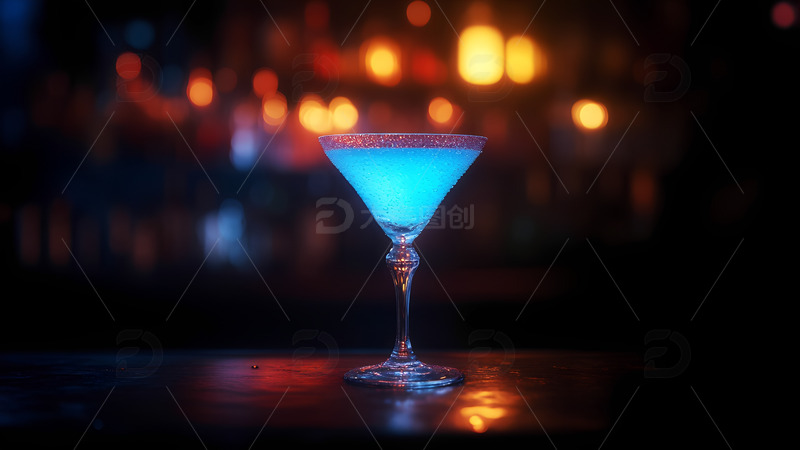 高清大图下载【趣麦麦图】饮品系列梦幻晚霞蓝色鸡尾酒摄影图