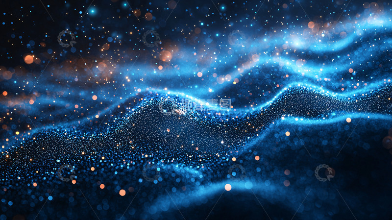 高清大图下载【趣麦麦图】蓝色粒子波浪6