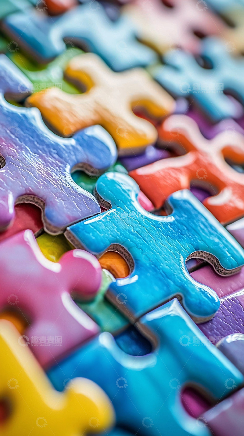 高清大图下载【趣麦麦图】彩色拼图块特写