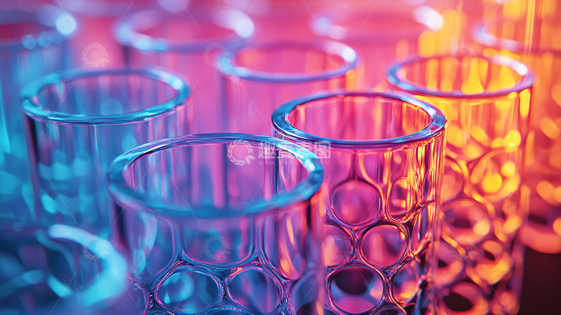 高清大图下载【趣麦麦图】彩色光线下的玻璃试管