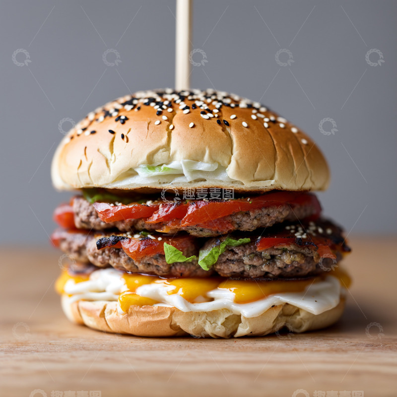高清大图下载【趣麦麦图】巨无霸汉堡包