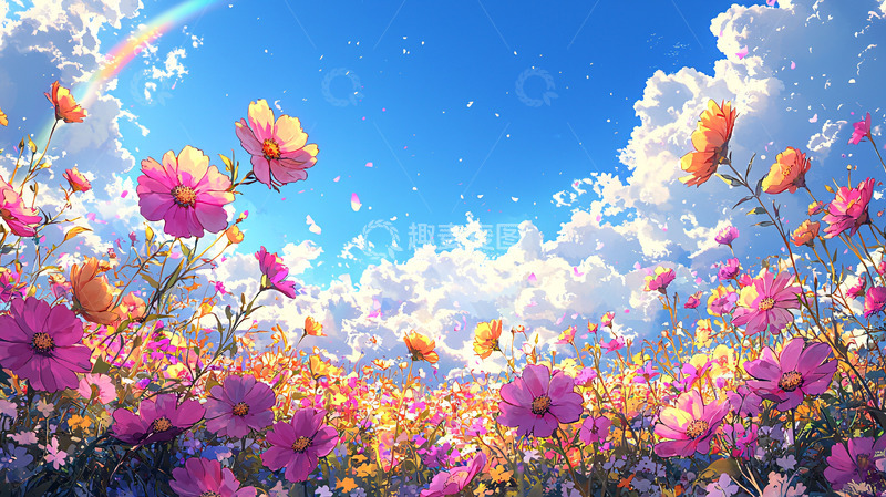 高清大图下载【趣麦麦图】绚丽多彩的宇宙花田