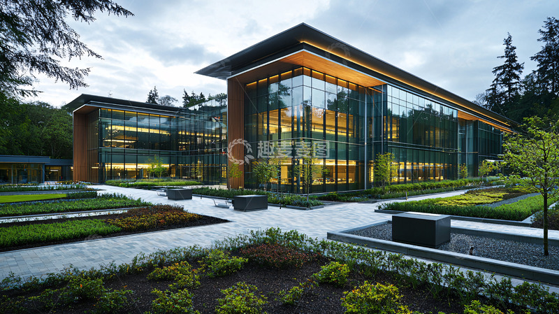 高清大图下载【趣麦麦图】现代建筑与园林景观融合