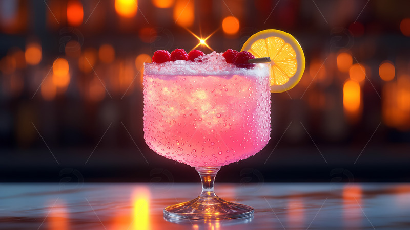 高清大图下载【趣麦麦图】饮品系列梦幻晚霞粉色鸡尾酒摄影图1
