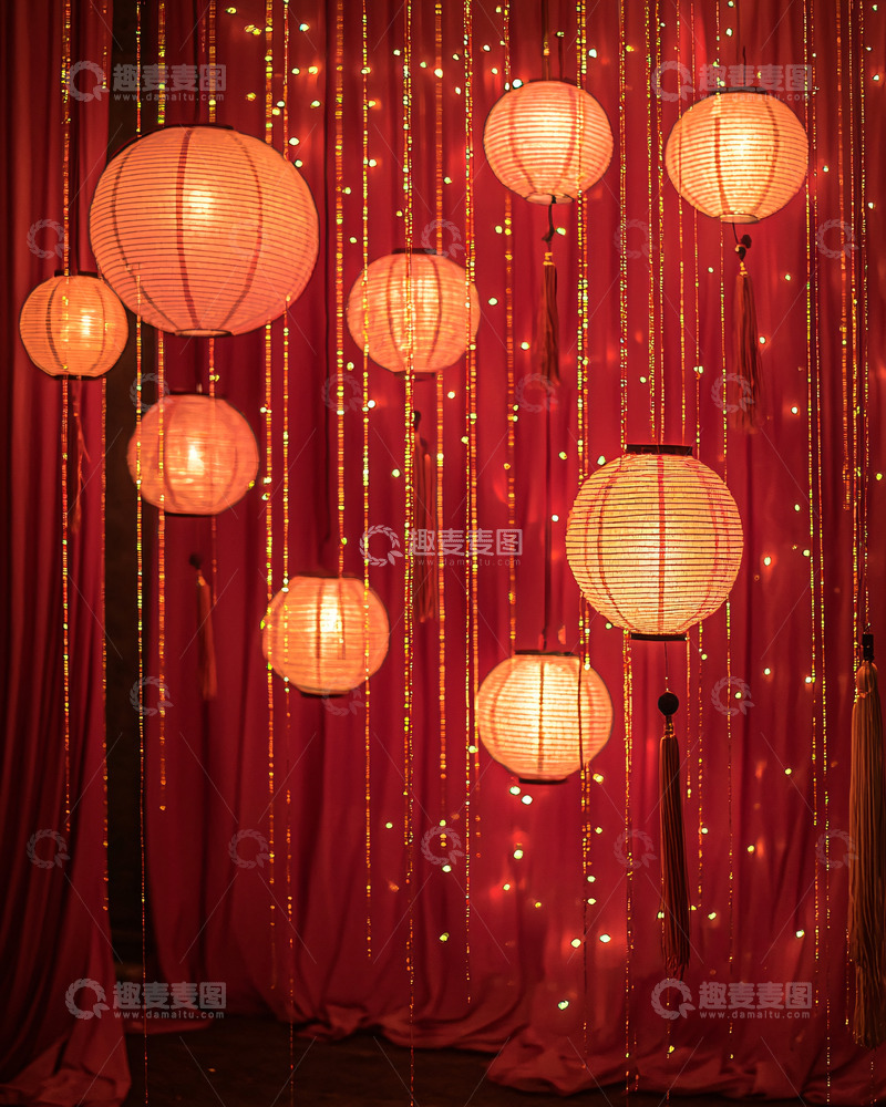 高清大图下载【趣麦麦图】红色喜庆灯笼背景