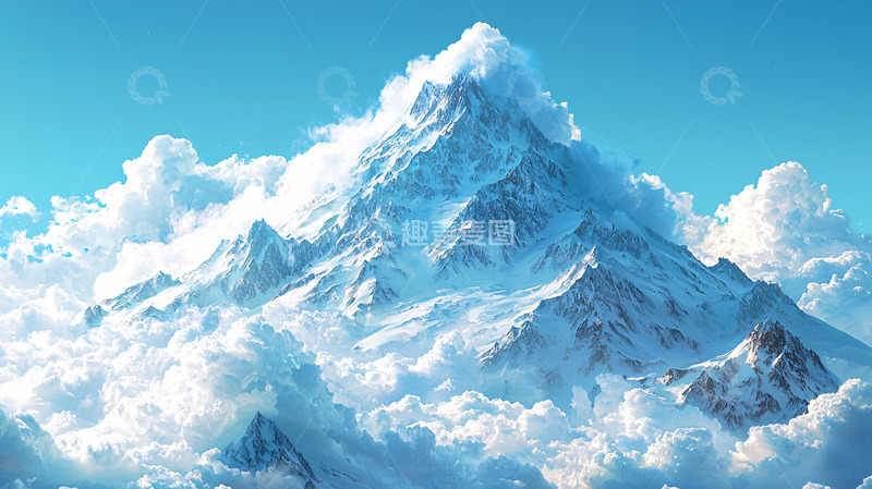 高清大图下载【趣麦麦图】云海之上的雪山
