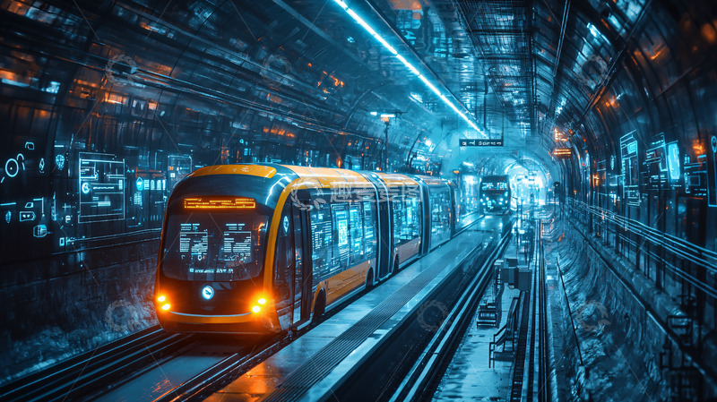 高清大图下载【趣麦麦图】未来科技感地铁列车