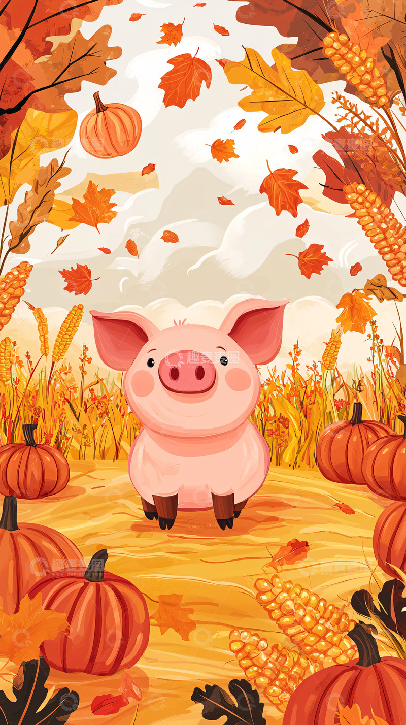 高清大图下载【趣麦麦图】秋日农场小猪