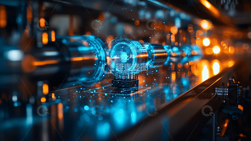 高清大图下载【趣麦麦图】蓝色科技感工业流水线