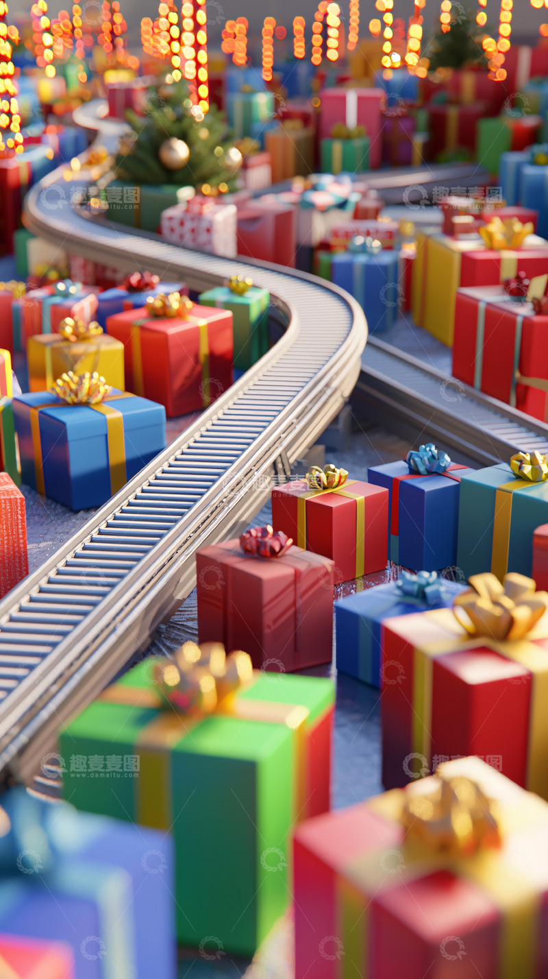 高清大图下载【趣麦麦图】圣诞礼物传送带