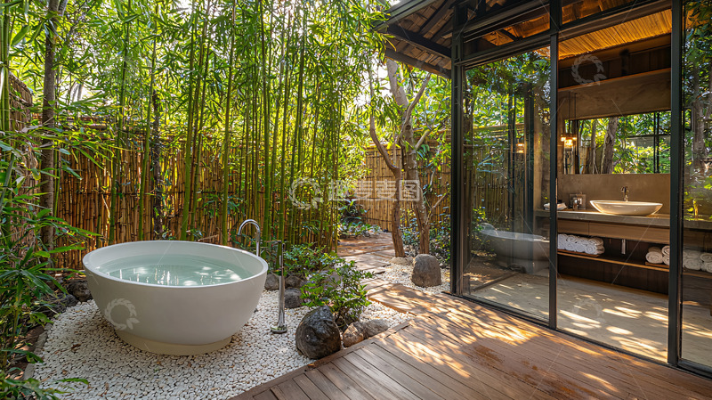 高清大图下载【趣麦麦图】庭院景观户外浴缸