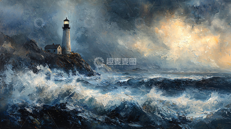 高清大图下载【趣麦麦图】暴风雨中的灯塔