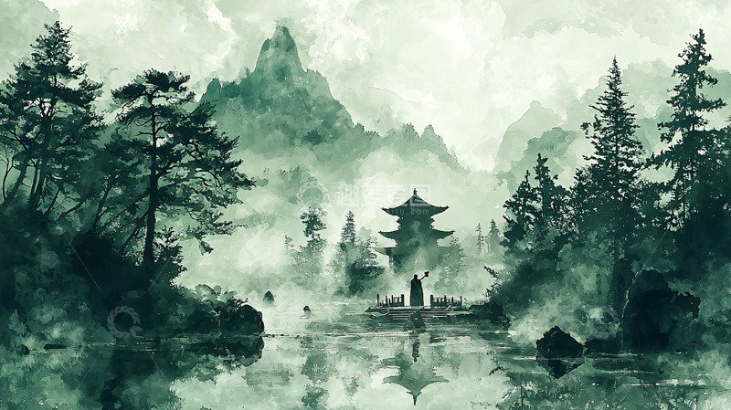 高清大图下载【趣麦麦图】水墨画山水画