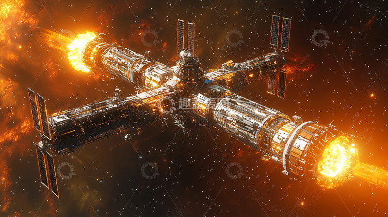 高清大图下载【趣麦麦图】太空飞船火焰喷射