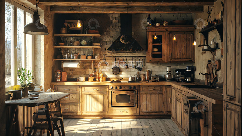 高清大图下载【趣麦麦图】乡村风格厨房