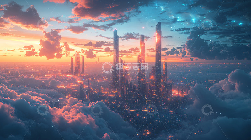 高清大图下载【趣麦麦图】云端之城未来感建筑