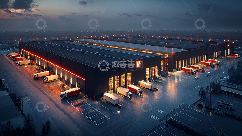 高清大图下载【趣麦麦图】现代物流中心夜景